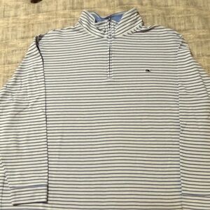Vineyard Vine Blue and White Quarter Zip 3XB